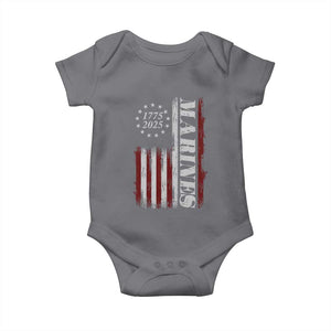 Marine 250th Anniversary Baby Onesie Retro Patriotic Military Veteran Gift American Flag TS10 Charcoal Print Your Wear