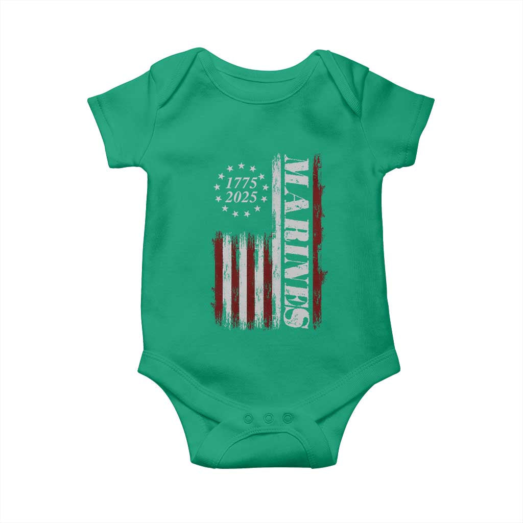 Marine 250th Anniversary Baby Onesie Retro Patriotic Military Veteran Gift American Flag TS10 Irish Green Print Your Wear