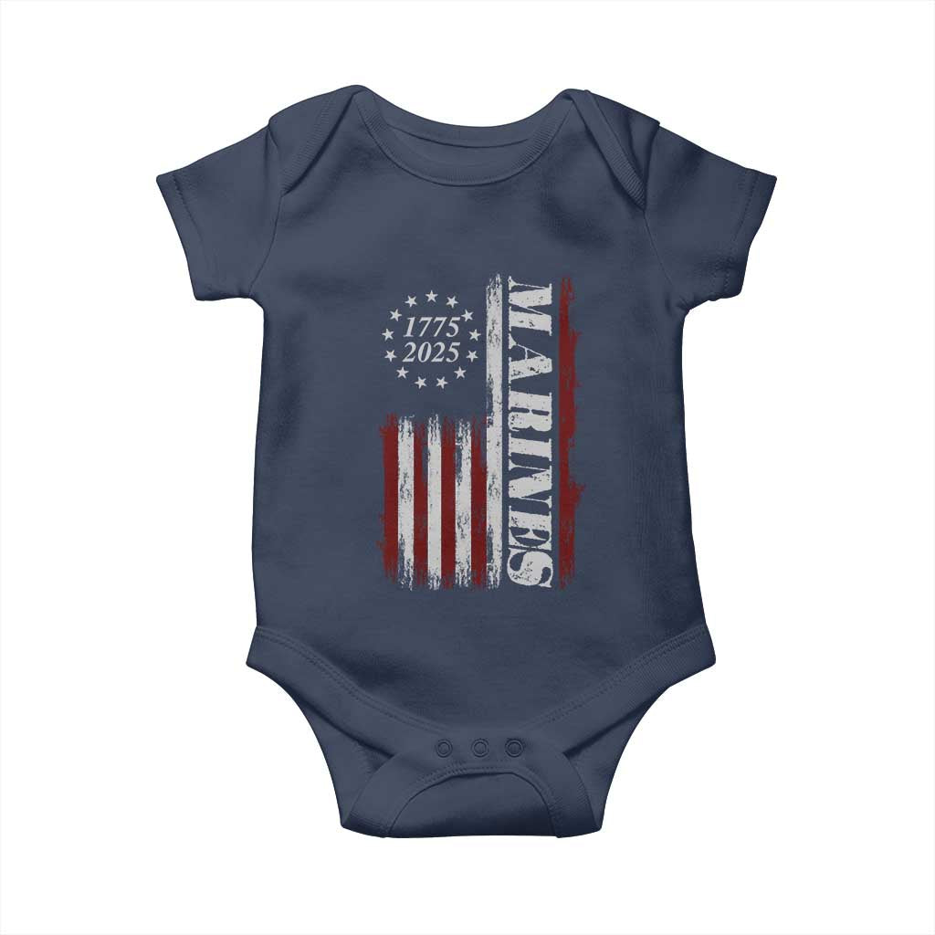 Marine 250th Anniversary Baby Onesie Retro Patriotic Military Veteran Gift American Flag TS10 Navy Print Your Wear