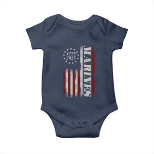 Marine 250th Anniversary Baby Onesie Retro Patriotic Military Veteran Gift American Flag TS10 Navy Print Your Wear
