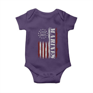 Marine 250th Anniversary Baby Onesie Retro Patriotic Military Veteran Gift American Flag TS10 Purple Print Your Wear