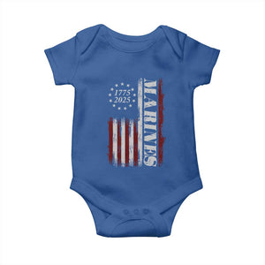 Marine 250th Anniversary Baby Onesie Retro Patriotic Military Veteran Gift American Flag TS10 Royal Blue Print Your Wear