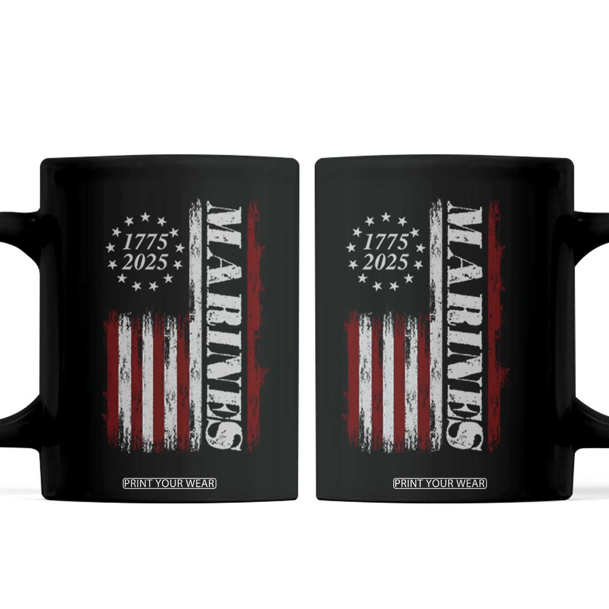 Marine 250th Anniversary Coffee Mug Retro Patriotic Military Veteran Gift American Flag TS10 Black Print Your Wear