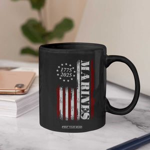 Marine 250th Anniversary Coffee Mug Retro Patriotic Military Veteran Gift American Flag TS10 Print Your Wear