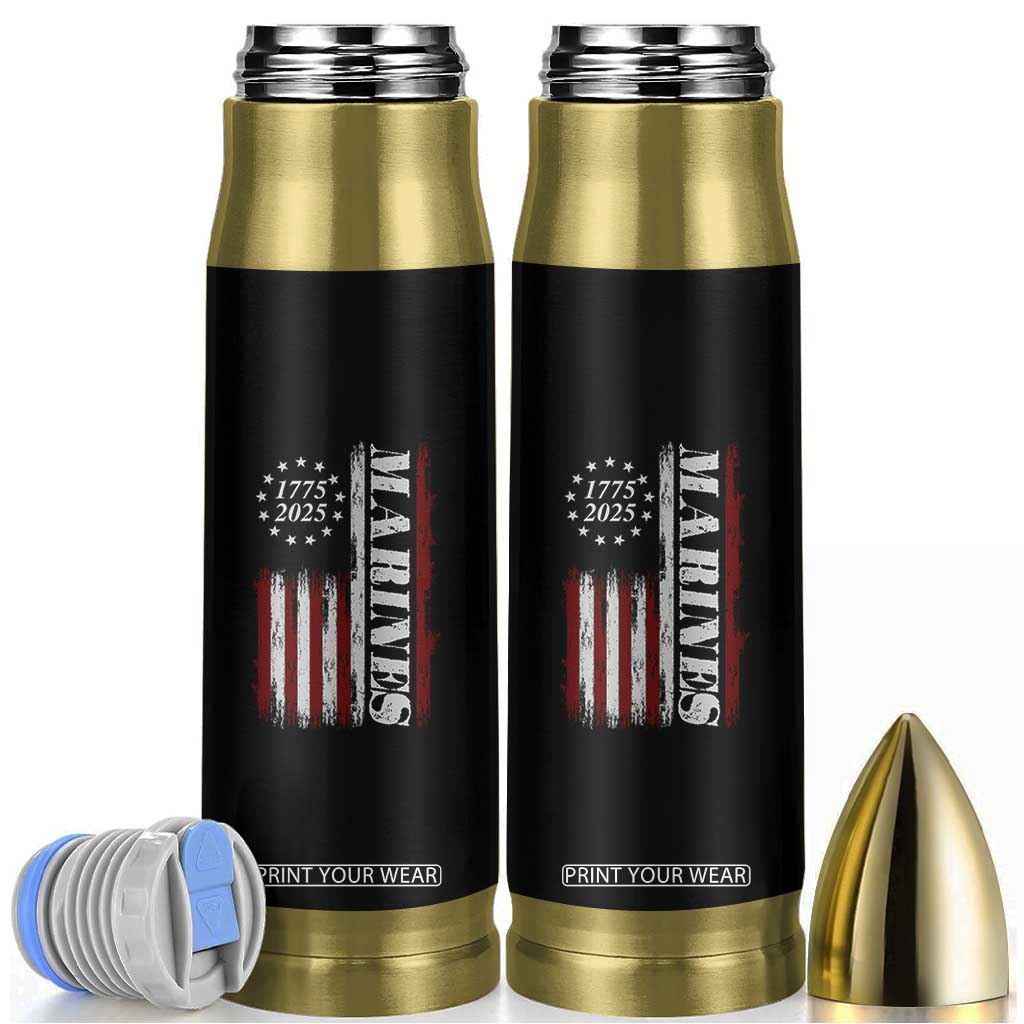 Marine 250th Anniversary Bullet Tumbler Retro Patriotic Military Veteran Gift American Flag - Print Your Wear
