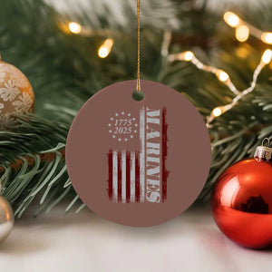 Marine 250th Anniversary Ceramic Ornament Retro Patriotic Military Veteran Gift American Flag - Print Your Wear