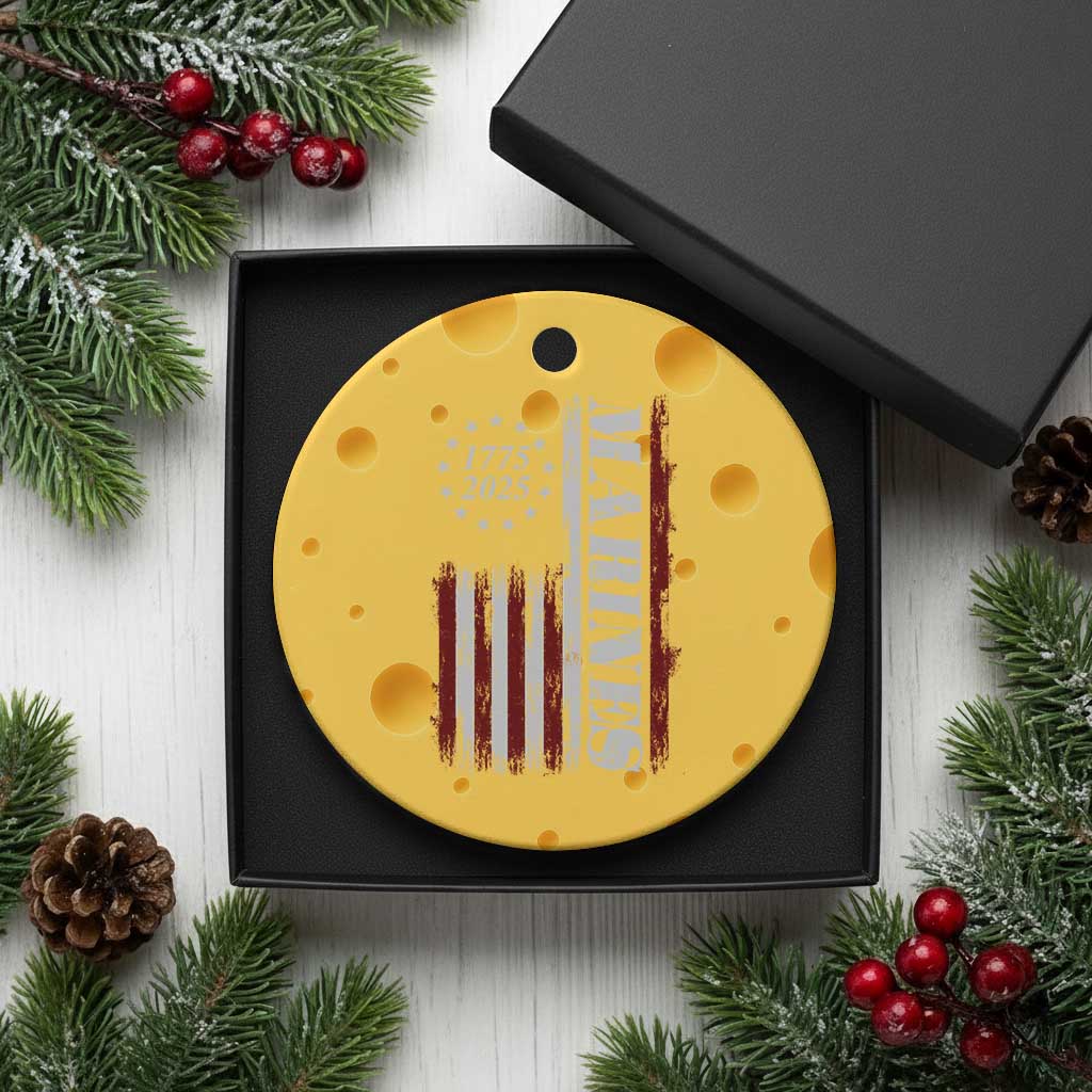 Marine 250th Anniversary Ceramic Ornament Retro Patriotic Military Veteran Gift American Flag TS10 1pc Yellow Cheese Print Your Wear