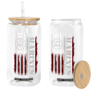 Marine 250th Anniversary Glass Can Retro Patriotic Military Veteran Gift American Flag - Print Your Wear