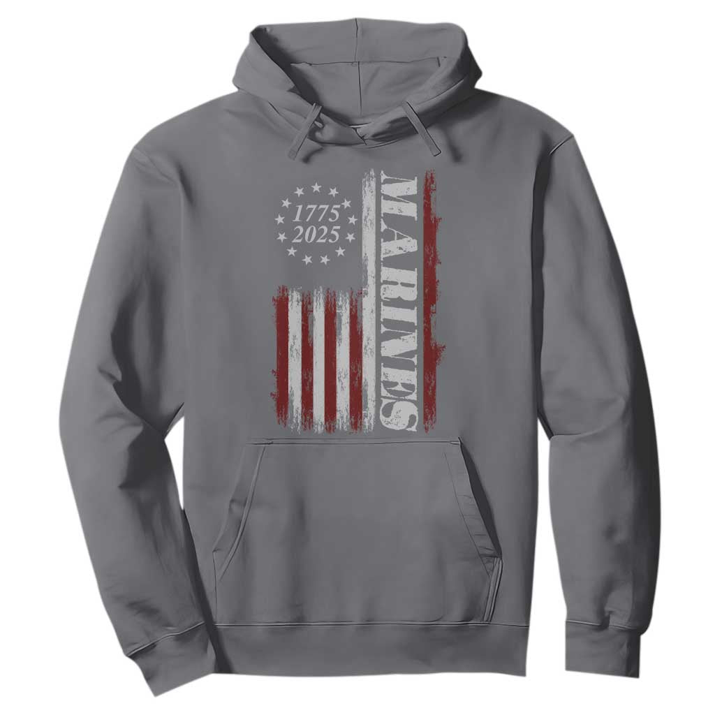 Marine 250th Anniversary Hoodie Retro Patriotic Military Veteran Gift American Flag TS10 Charcoal Print Your Wear