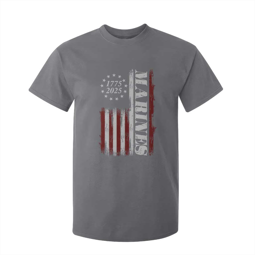 Marine 250th Anniversary T Shirt For Kid Retro Patriotic Military Veteran Gift American Flag TS10 Charcoal Print Your Wear