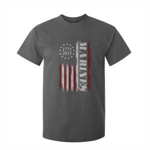 Marine 250th Anniversary T Shirt For Kid Retro Patriotic Military Veteran Gift American Flag TS10 Dark Heather Print Your Wear
