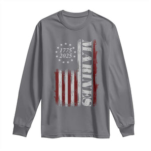 Marine 250th Anniversary Long Sleeve Shirt Retro Patriotic Military Veteran Gift American Flag TS10 Charcoal Print Your Wear