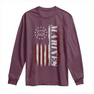 Marine 250th Anniversary Long Sleeve Shirt Retro Patriotic Military Veteran Gift American Flag TS10 Maroon Print Your Wear