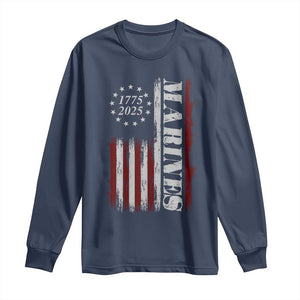 Marine 250th Anniversary Long Sleeve Shirt Retro Patriotic Military Veteran Gift American Flag TS10 Navy Print Your Wear