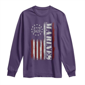 Marine 250th Anniversary Long Sleeve Shirt Retro Patriotic Military Veteran Gift American Flag TS10 Purple Print Your Wear