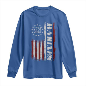 Marine 250th Anniversary Long Sleeve Shirt Retro Patriotic Military Veteran Gift American Flag TS10 Royal Blue Print Your Wear