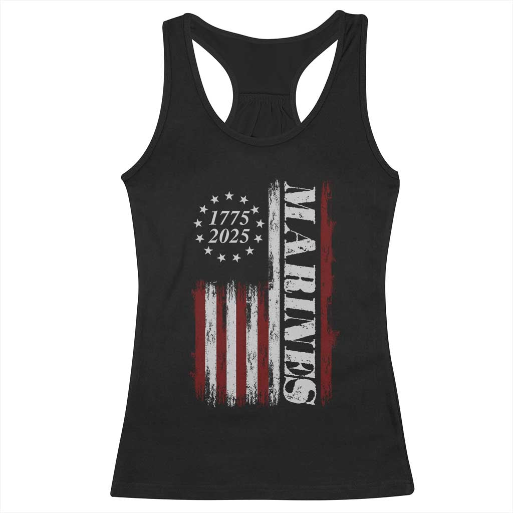 Marine 250th Anniversary Racerback Tank Top Retro Patriotic Military Veteran Gift American Flag - Print Your Wear