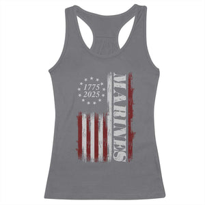 Marine 250th Anniversary Racerback Tank Top Retro Patriotic Military Veteran Gift American Flag TS10 Charcoal Print Your Wear