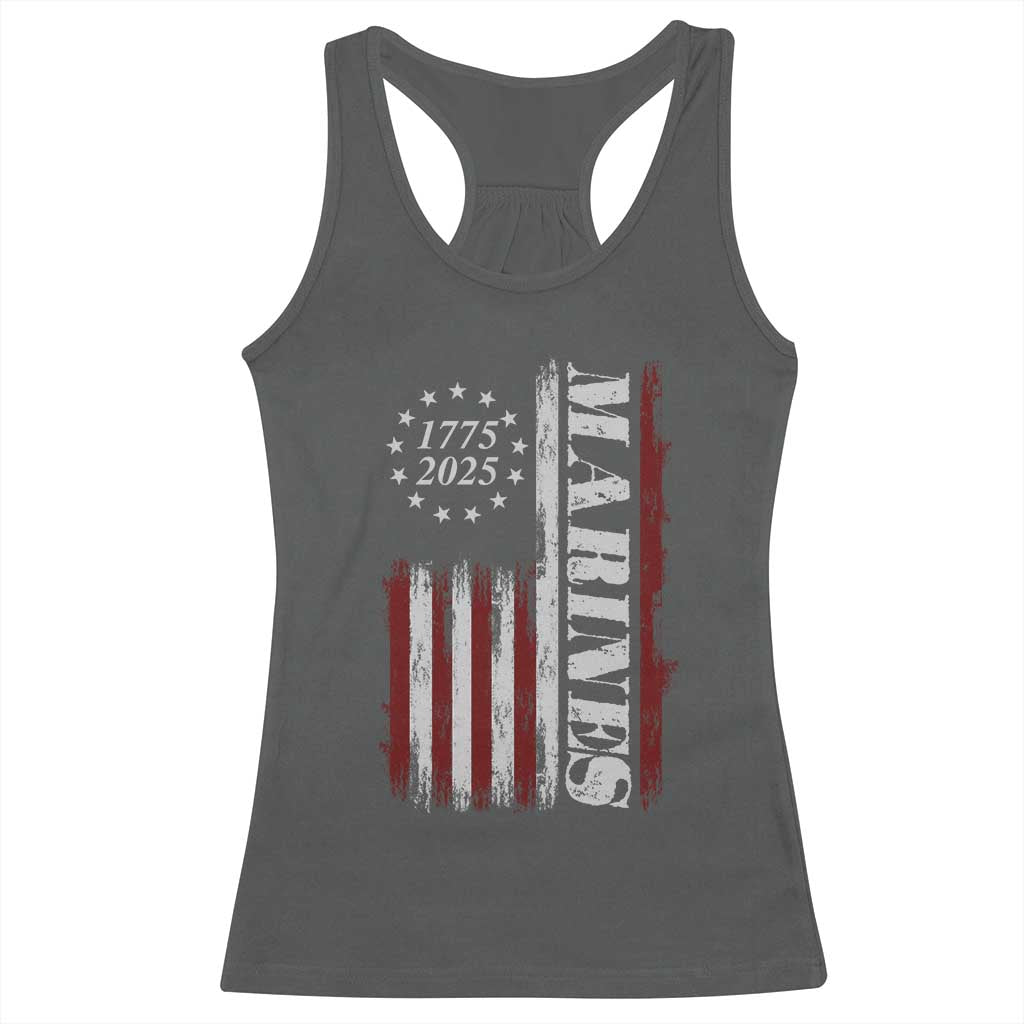Marine 250th Anniversary Racerback Tank Top Retro Patriotic Military Veteran Gift American Flag TS10 Dark Heather Print Your Wear