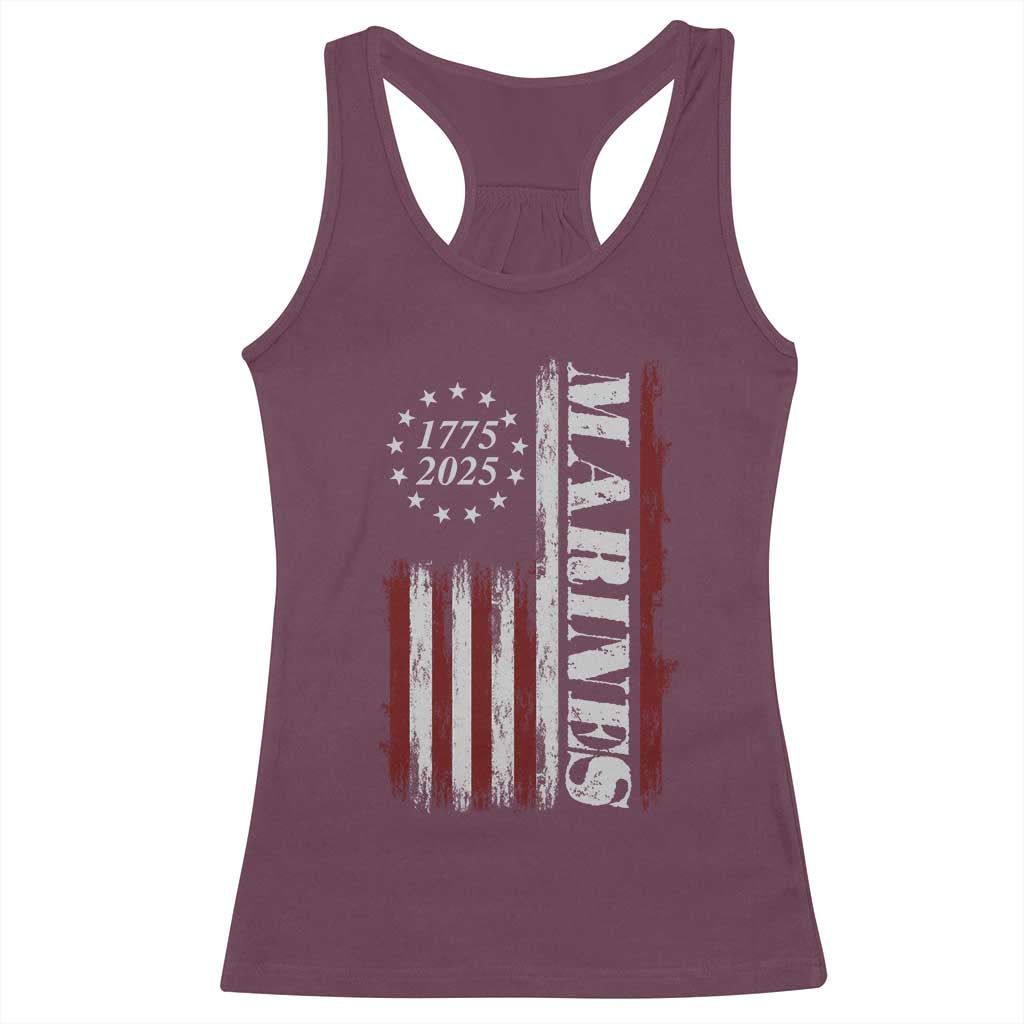 Marine 250th Anniversary Racerback Tank Top Retro Patriotic Military Veteran Gift American Flag TS10 Maroon Print Your Wear