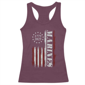 Marine 250th Anniversary Racerback Tank Top Retro Patriotic Military Veteran Gift American Flag TS10 Maroon Print Your Wear