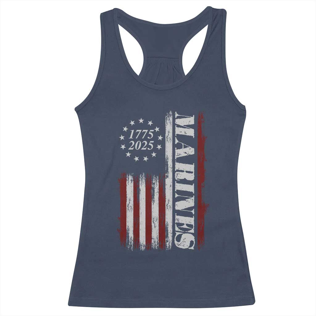 Marine 250th Anniversary Racerback Tank Top Retro Patriotic Military Veteran Gift American Flag TS10 Navy Print Your Wear