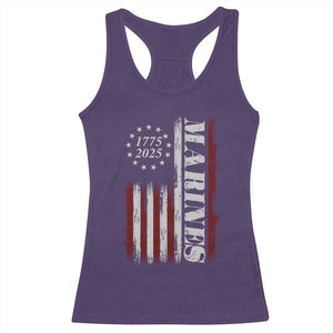 Marine 250th Anniversary Racerback Tank Top Retro Patriotic Military Veteran Gift American Flag TS10 Purple Print Your Wear