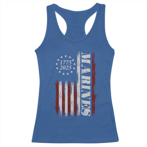 Marine 250th Anniversary Racerback Tank Top Retro Patriotic Military Veteran Gift American Flag TS10 Royal Blue Print Your Wear