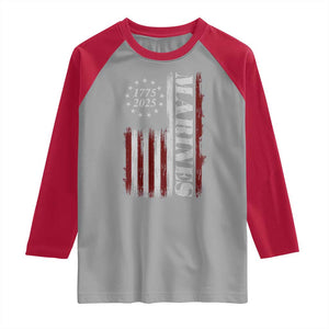 Marine 250th Anniversary Raglan Shirt Retro Patriotic Military Veteran Gift American Flag TS10 Sport Gray Red Print Your Wear