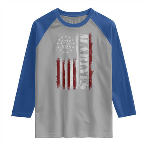 Marine 250th Anniversary Raglan Shirt Retro Patriotic Military Veteran Gift American Flag TS10 Sport Gray Royal Print Your Wear