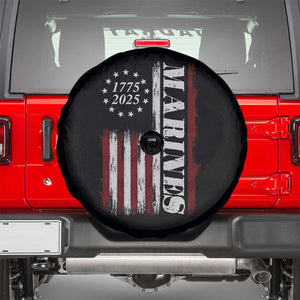 Marine 250th Anniversary Spare Tire Cover Retro Patriotic Military Veteran Gift American Flag TS10 Black Print Your Wear