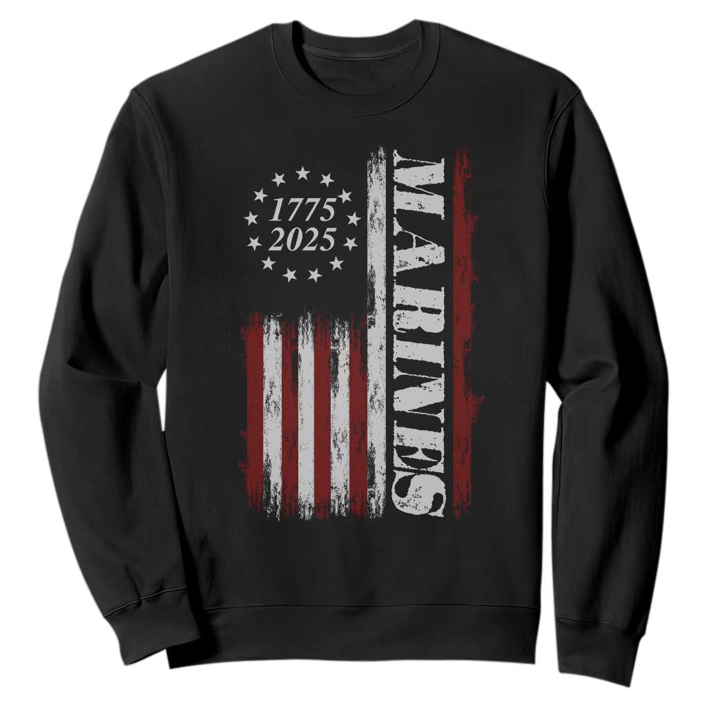 Marine 250th Anniversary Sweatshirt Retro Patriotic Military Veteran Gift American Flag - Print Your Wear
