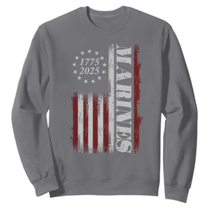 Marine 250th Anniversary Sweatshirt Retro Patriotic Military Veteran Gift American Flag TS10 Charcoal Print Your Wear