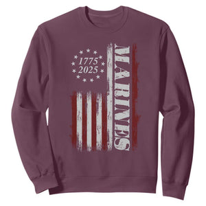 Marine 250th Anniversary Sweatshirt Retro Patriotic Military Veteran Gift American Flag TS10 Maroon Print Your Wear