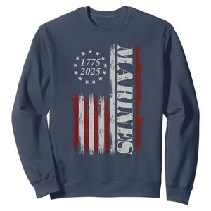 Marine 250th Anniversary Sweatshirt Retro Patriotic Military Veteran Gift American Flag TS10 Navy Print Your Wear