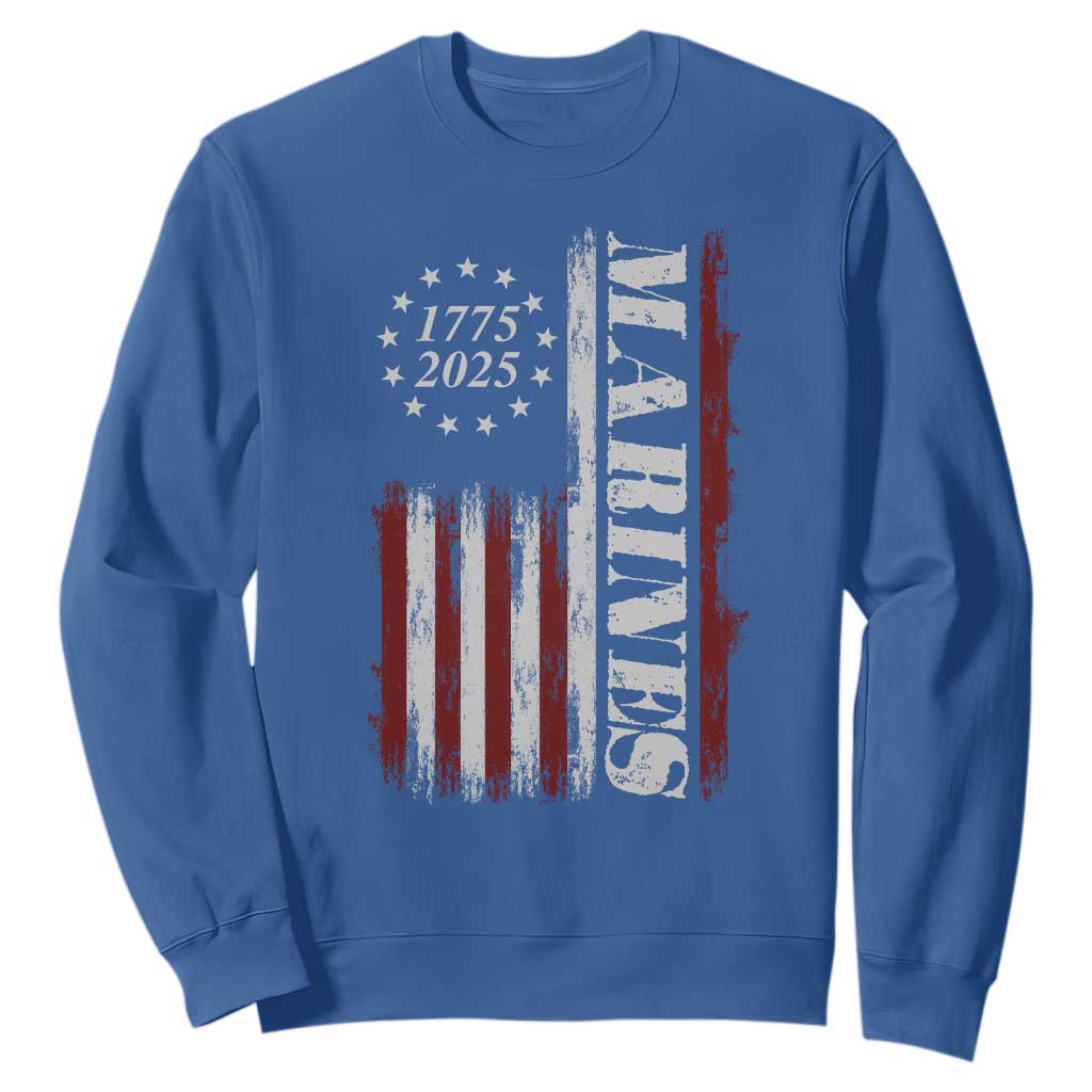 Marine 250th Anniversary Sweatshirt Retro Patriotic Military Veteran Gift American Flag TS10 Royal Blue Print Your Wear
