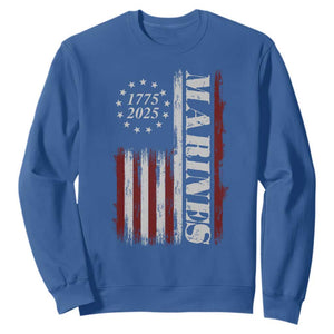 Marine 250th Anniversary Sweatshirt Retro Patriotic Military Veteran Gift American Flag TS10 Royal Blue Print Your Wear