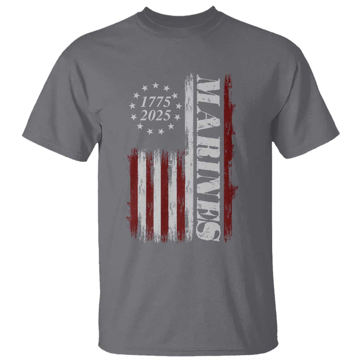 Marine 250th Anniversary T Shirt Retro Patriotic Military Veteran Gift American Flag TS10 Charcoal Print Your Wear