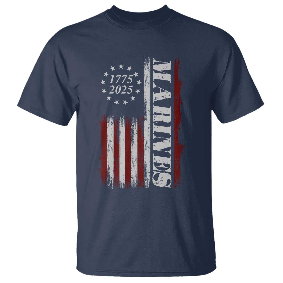 Marine 250th Anniversary T Shirt Retro Patriotic Military Veteran Gift American Flag TS10 Navy Print Your Wear