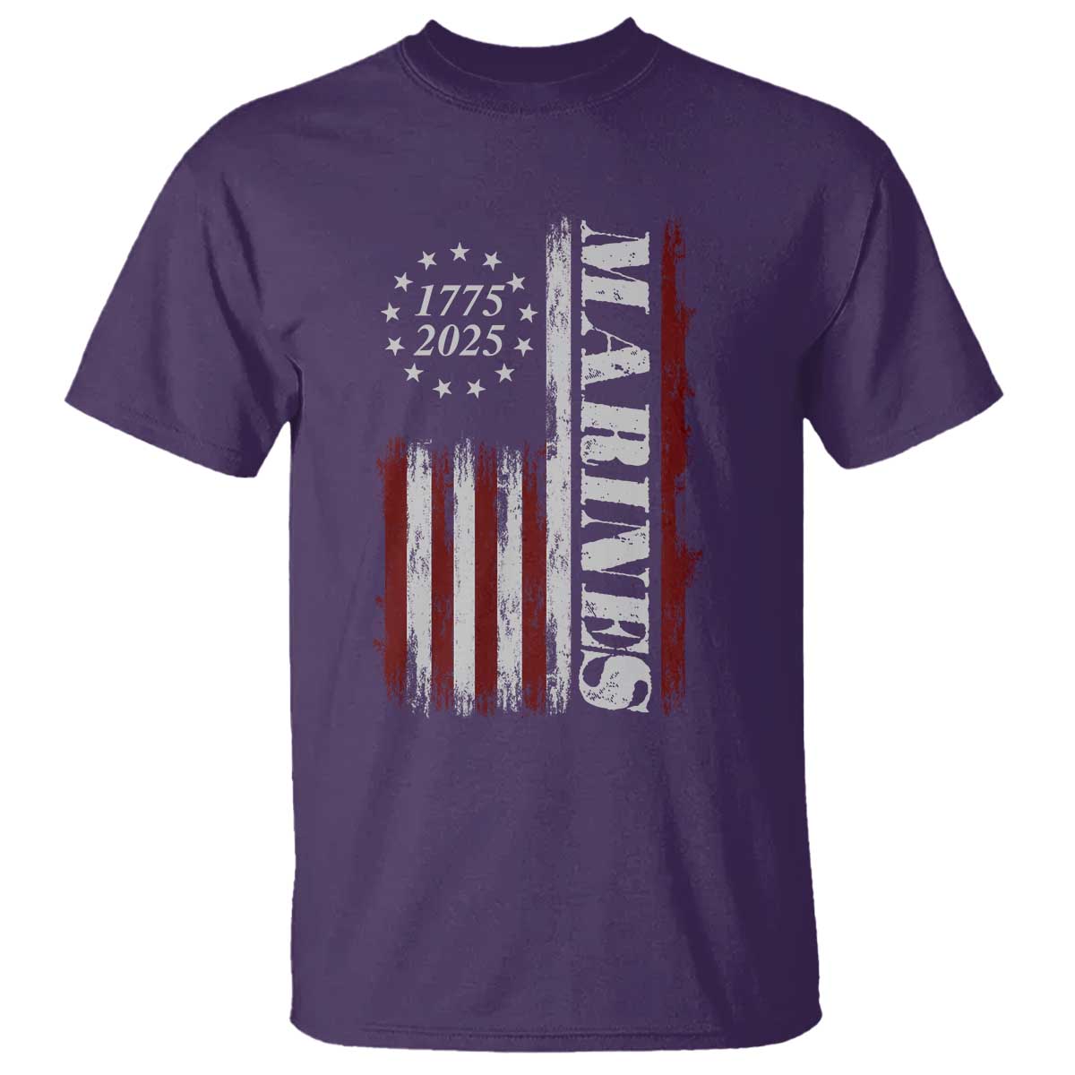 Marine 250th Anniversary T Shirt Retro Patriotic Military Veteran Gift American Flag TS10 Purple Print Your Wear