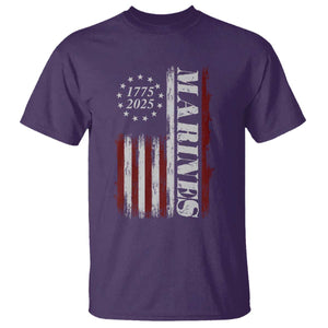 Marine 250th Anniversary T Shirt Retro Patriotic Military Veteran Gift American Flag TS10 Purple Print Your Wear