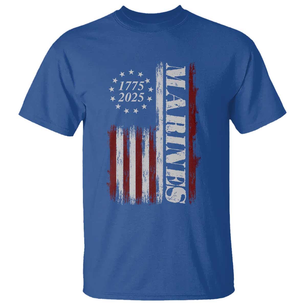 Marine 250th Anniversary T Shirt Retro Patriotic Military Veteran Gift American Flag TS10 Royal Blue Print Your Wear