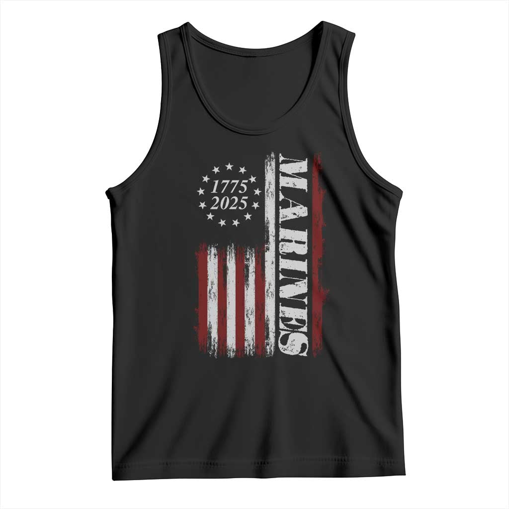 Marine 250th Anniversary Tank Top Retro Patriotic Military Veteran Gift American Flag TS10 Black Print Your Wear