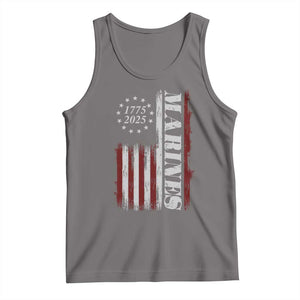 Marine 250th Anniversary Tank Top Retro Patriotic Military Veteran Gift American Flag TS10 Deep Heather Print Your Wear