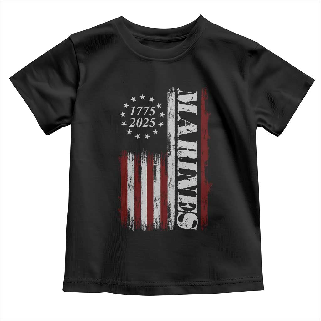 Marine 250th Anniversary Toddler T Shirt Retro Patriotic Military Veteran Gift American Flag TS10 Black Print Your Wear