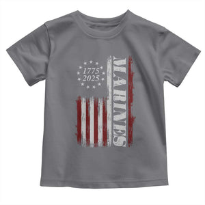 Marine 250th Anniversary Toddler T Shirt Retro Patriotic Military Veteran Gift American Flag TS10 Charcoal Print Your Wear