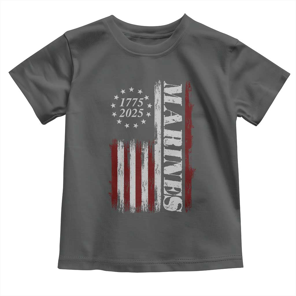 Marine 250th Anniversary Toddler T Shirt Retro Patriotic Military Veteran Gift American Flag TS10 Dark Heather Print Your Wear