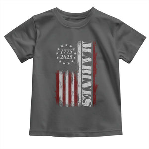 Marine 250th Anniversary Toddler T Shirt Retro Patriotic Military Veteran Gift American Flag TS10 Dark Heather Print Your Wear