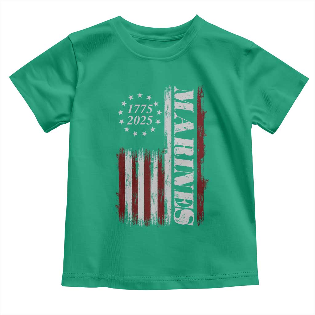Marine 250th Anniversary Toddler T Shirt Retro Patriotic Military Veteran Gift American Flag TS10 Irish Green Print Your Wear