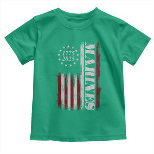 Marine 250th Anniversary Toddler T Shirt Retro Patriotic Military Veteran Gift American Flag TS10 Irish Green Print Your Wear